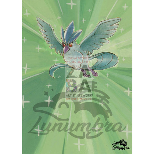 Articuno 17/62 Fossil Extended Art Custom Pokemon Card Textless Silver Holographic