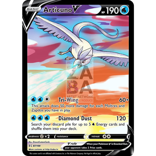 Articuno V Custom Pokemon Card Silver Foil
