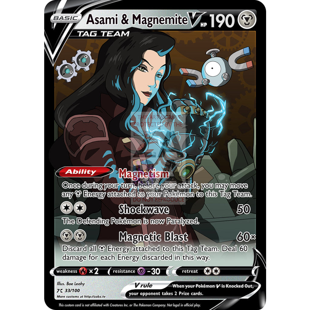 Asami & Magnemite V Custom Lok X Pokemon Card