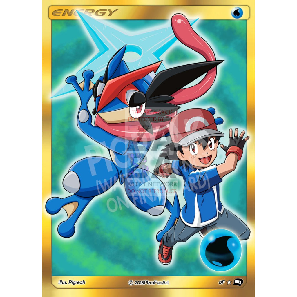 Ash-Greninja Water Energy PIGREAK Custom Pokemon Card - ZabaTV