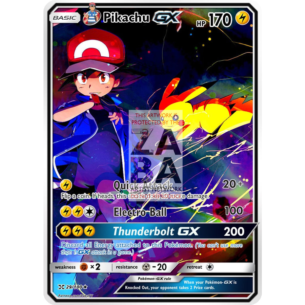 Ash's Pikachu Custom Pokemon Card - ZabaTV