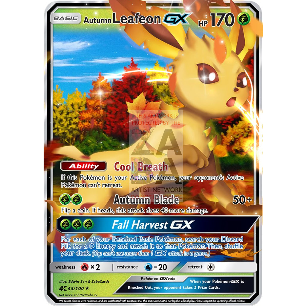 Autumn Leafeon Gx Custom Pokemon Card