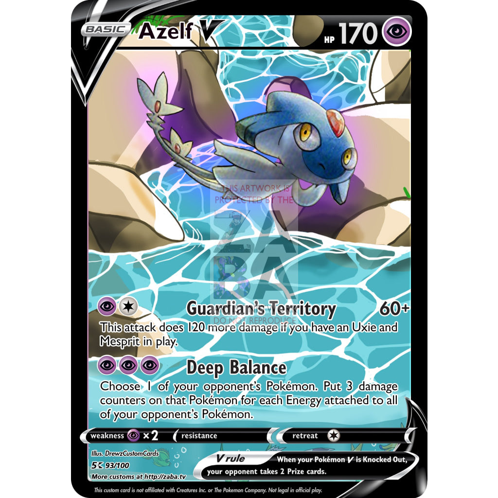 Azelf V Custom Pokemon Card Silver Foil