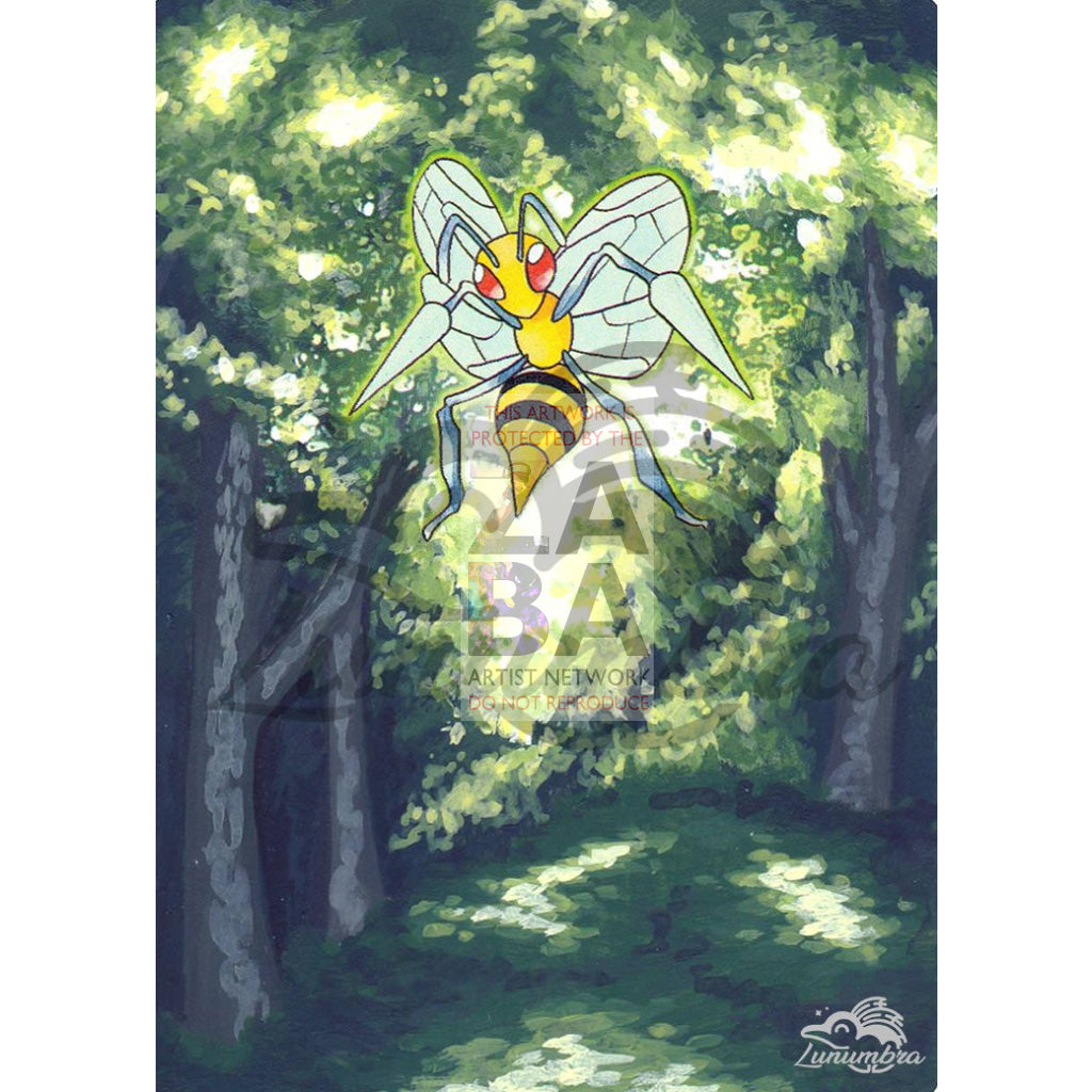Beedrill 17/102 Base Set Extended Art Custom Pokemon Card Textless Silver Holographic