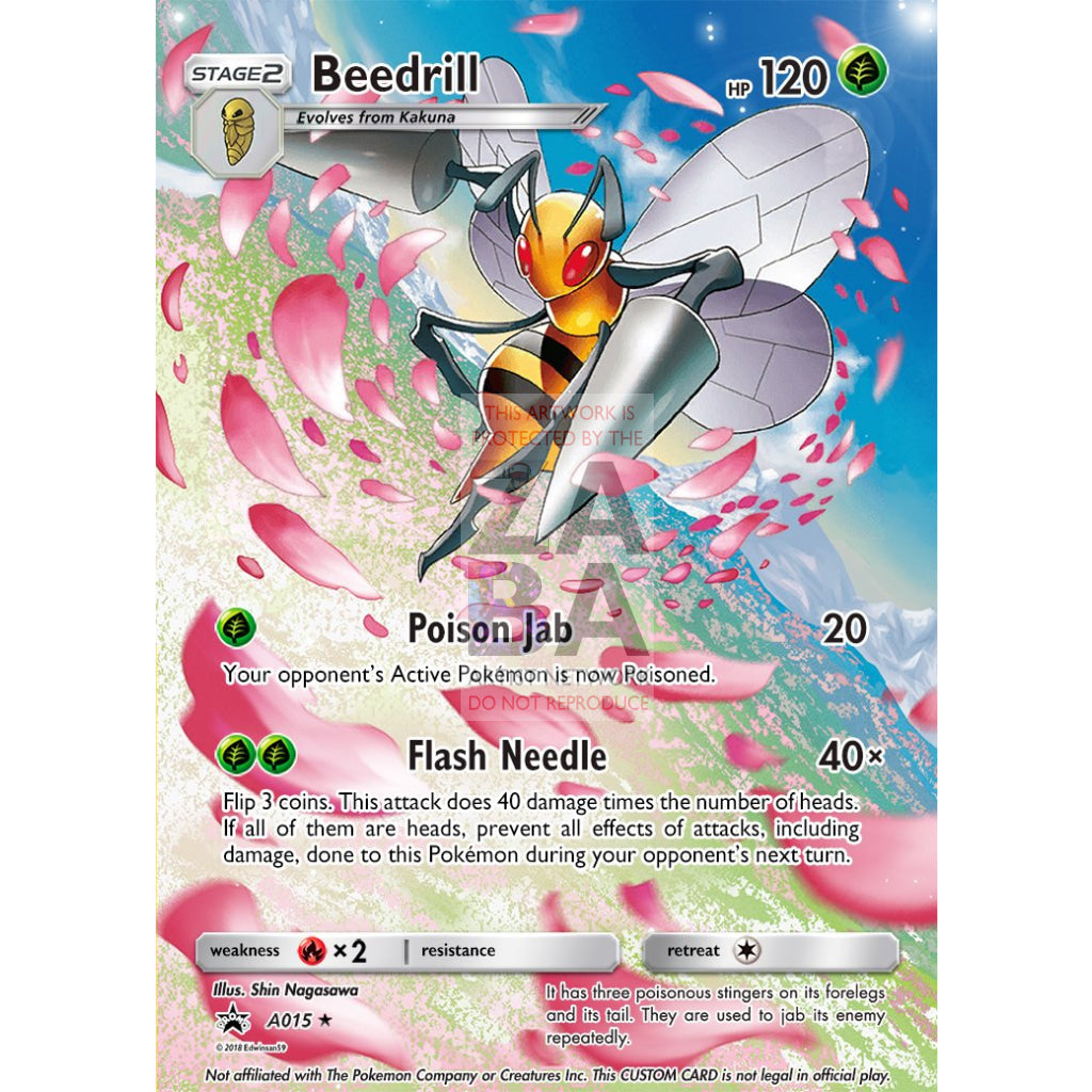 Beedrill 5/146 Xy Extended Art Custom Pokemon Card Silver Foil / Text