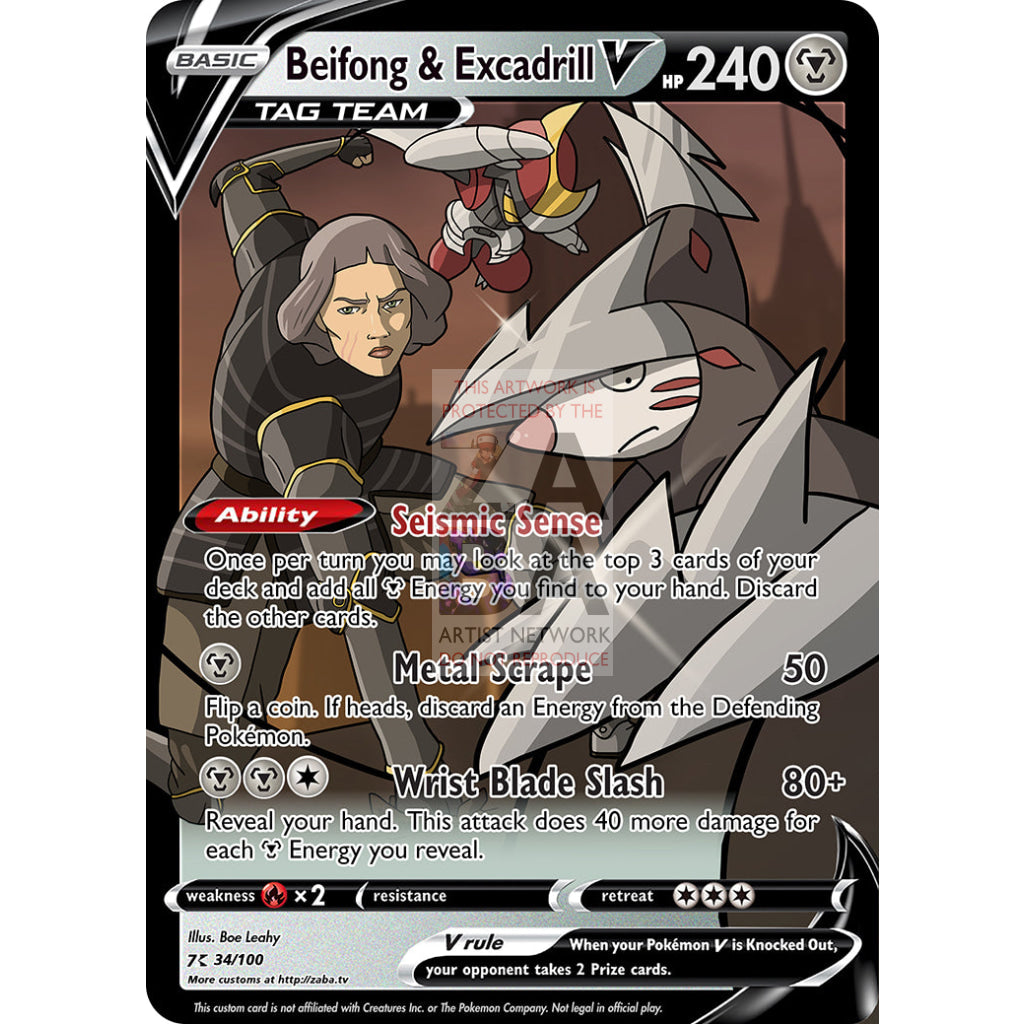 Beifong & Excadrill V Custom LOK x Pokemon Card - ZabaTV