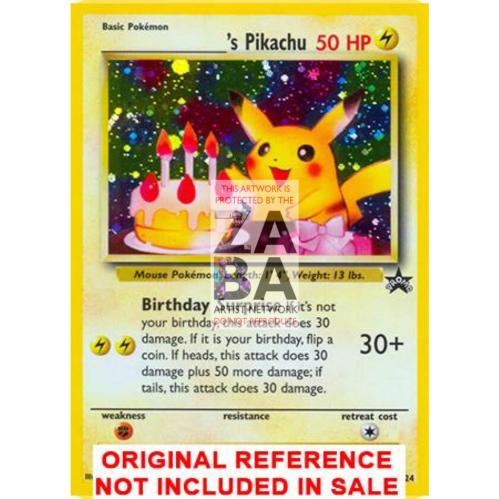 Birthday Pikachu Black Star Promo 24 Extended Art Custom Pokemon Card - ZabaTV