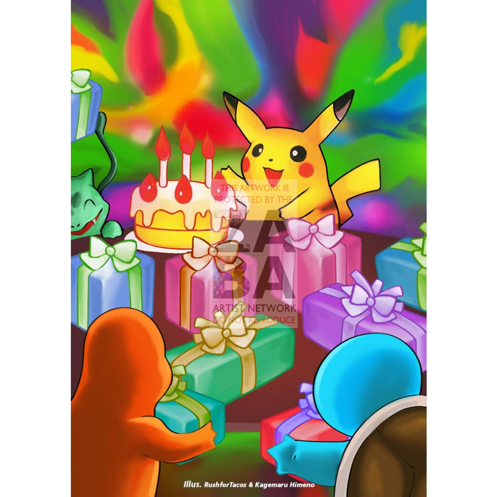 Birthday Pikachu Black Star Promo 24 Extended Art Custom Pokemon Card Textless Silver Holographic