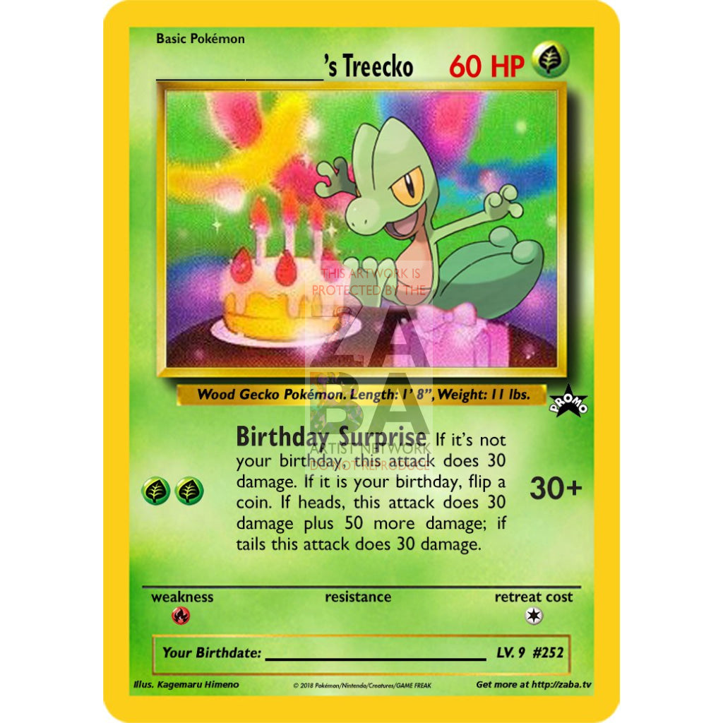 Birthday Treecko Custom Pokemon Card Silver Holographic