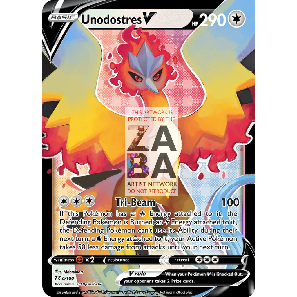 Unodostres V (Articuno, Moltres & Zapdos Fusion) Custom Pokemon Card - ZabaTV