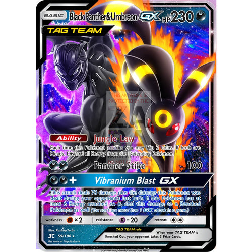 Black Panther & Umbreon Gx Custom Pokemon Card