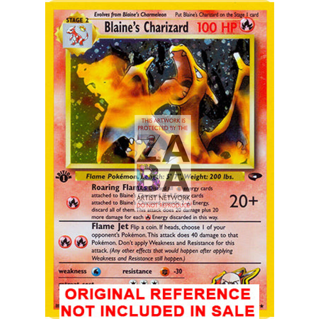 Blaine's Charizard 2/132 Gym Challenge Extended Art Custom Pokemon Card - ZabaTV