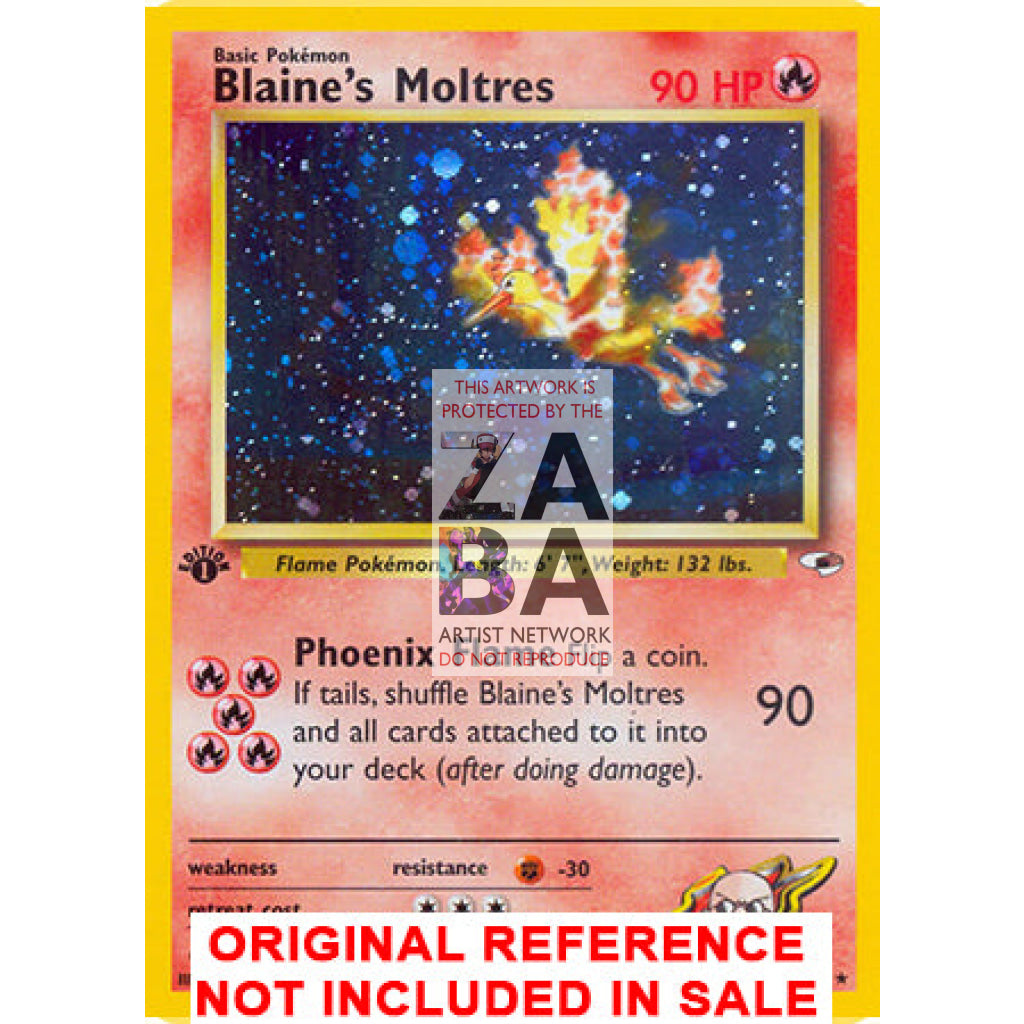 Blaine's Moltres 1/132 Gym Heroes Extended Art Custom Pokemon Card - ZabaTV