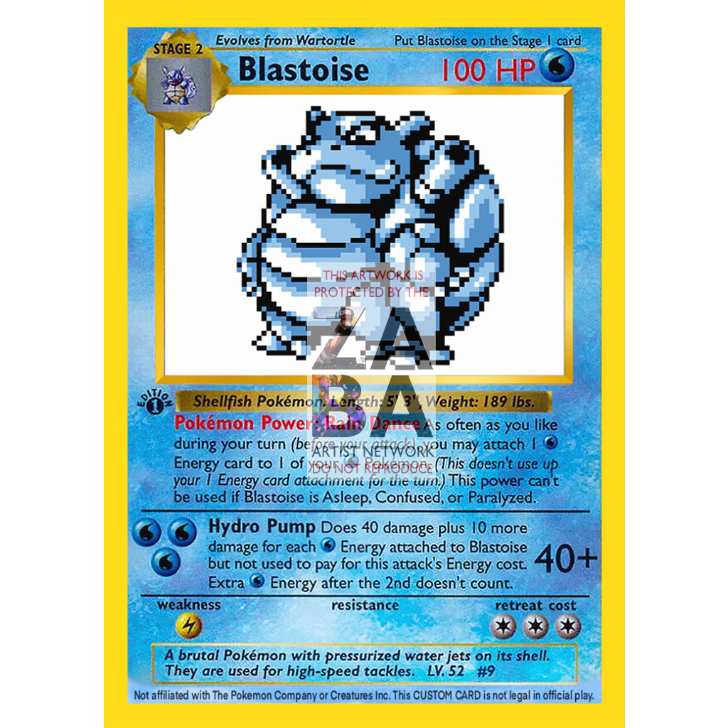 Blastoise Game Sprite Custom Pokemon Card - ZabaTV