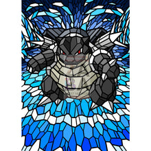 Blastoise V (Stained-Glass) Custom Pokemon Card Gunmetal / Textless Silver Foil