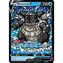 Blastoise V (Stained-Glass) Custom Pokemon Card Gunmetal / With Text Silver Foil