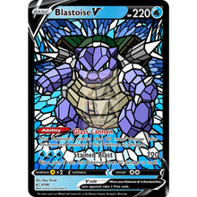 Blastoise V (Stained-Glass) Custom Pokemon Card Shining / With Text Silver Foil