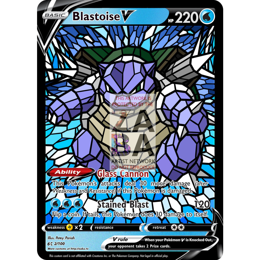 Blastoise V (Stained-Glass) Custom Pokemon Card - ZabaTV