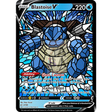 Blastoise V (Stained-Glass) Custom Pokemon Card Standard / With Text Silver Foil