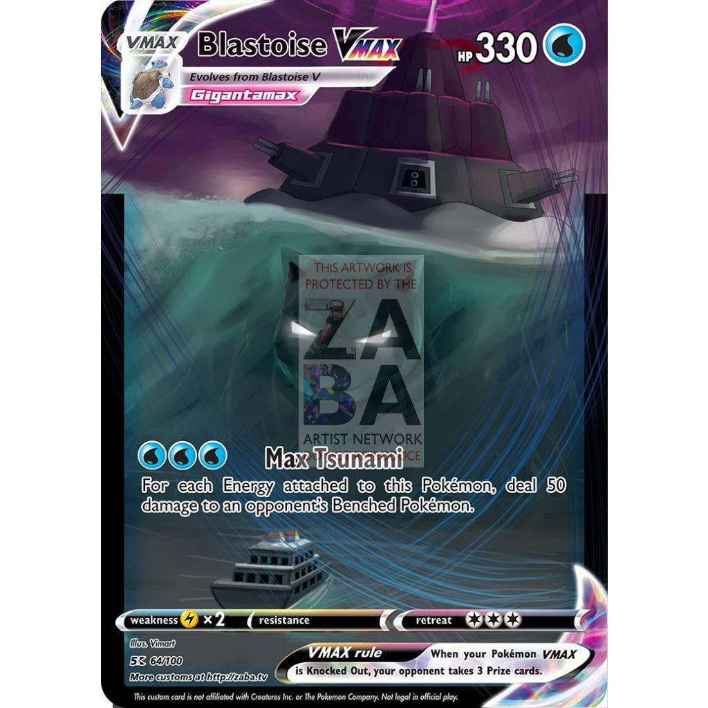 Blastoise Vmax Custom Pokemon Card Silver Foil