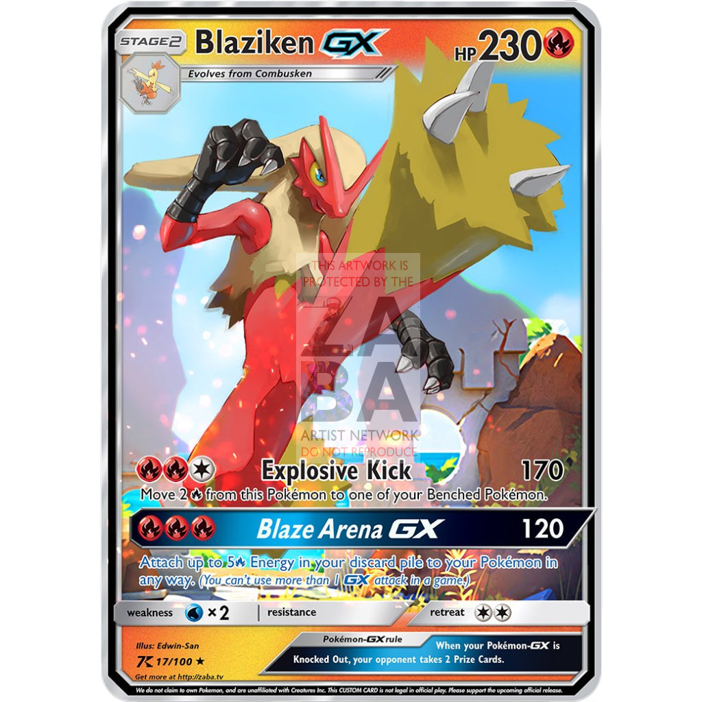Blaziken Gx Custom Pokemon Card Silver Foil