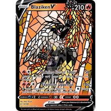 Blaziken V (Stained-Glass) Custom Pokemon Card Dark Shining / With Text Silver Foil