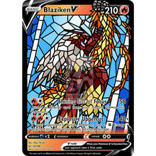 Blaziken V (Stained-Glass) Custom Pokemon Card Silver Foil / Shining