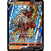 Blaziken V (Stained-Glass) Custom Pokemon Card Silver Foil