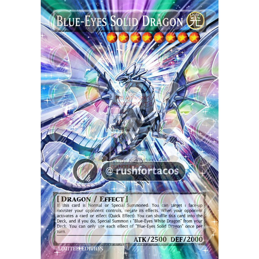 Blue-Eyes Solid Dragon Full Art Orica - Custom Yu-Gi-Oh! Card Silver Holographic