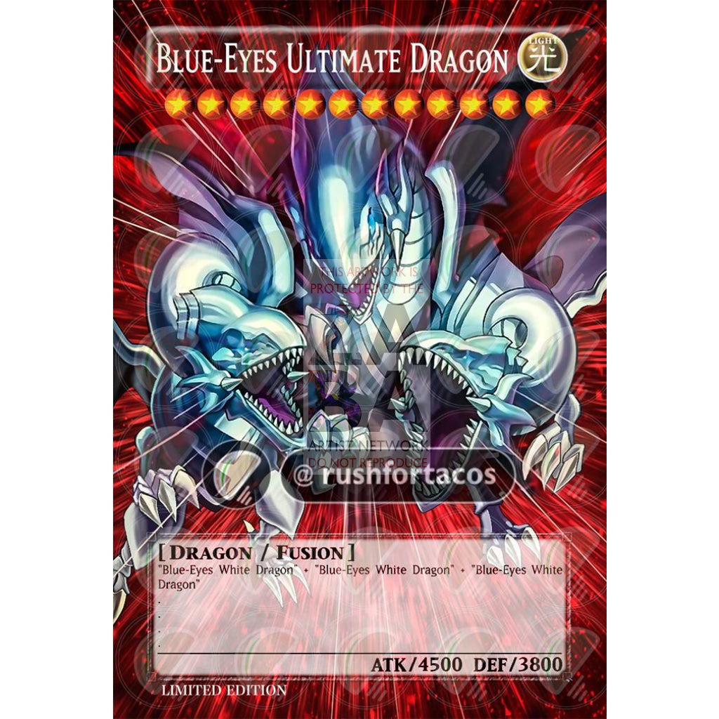 Blue Eyes Ultimate Dragon V.2 Full Art Orica - Custom Yu-Gi-Oh! Card Silver Holographic