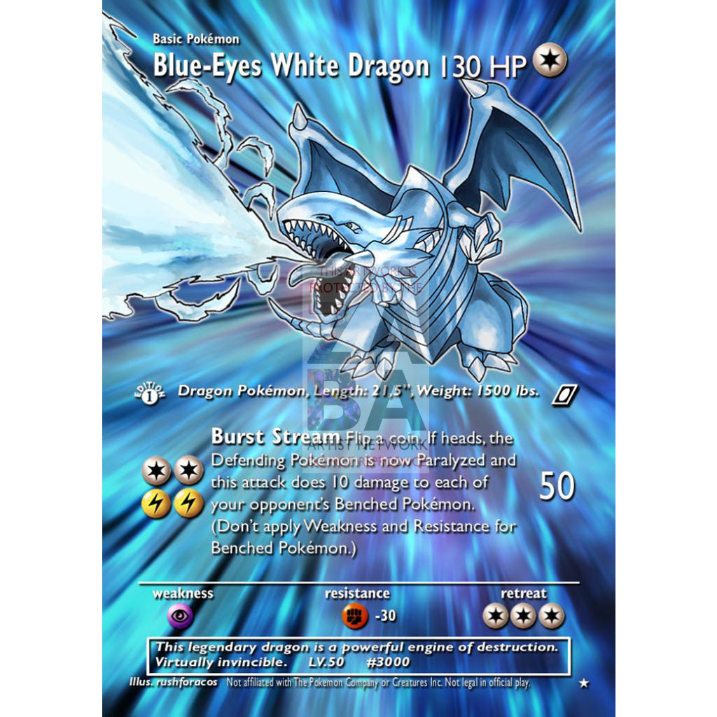 Blue Eyes White Dragon as a Pokemon Card Custom Card - ZabaTV