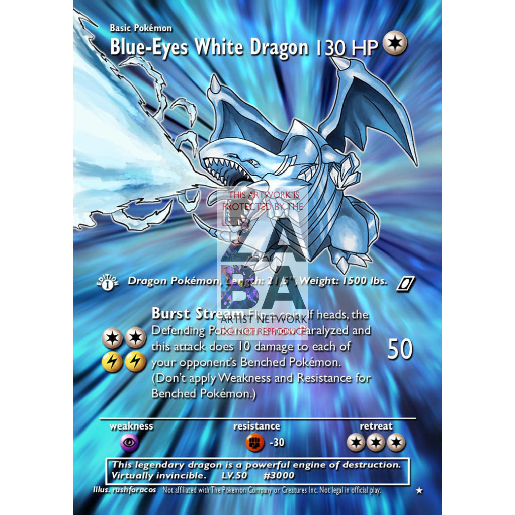 Blue Eyes White Dragon as a Pokemon Card Custom Card - ZabaTV