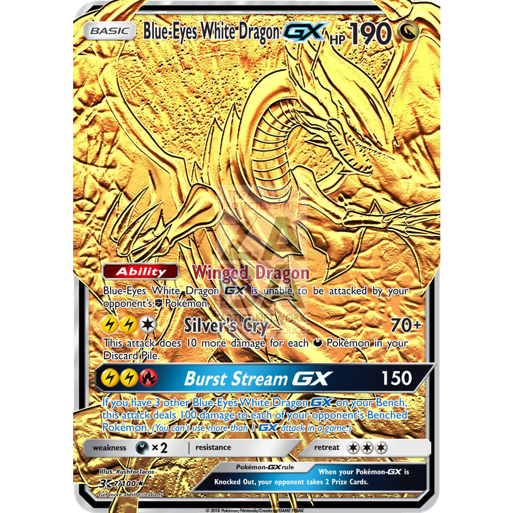 Blue-Eyes White Dragon GX (Pokemon Yu-Gi-Oh! Crossover) Custom Pokemon Card - ZabaTV