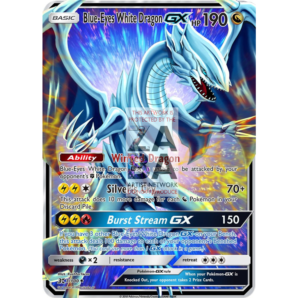 Blue-Eyes White Dragon GX (Pokemon Yu-Gi-Oh! Crossover) Custom Pokemon Card - ZabaTV