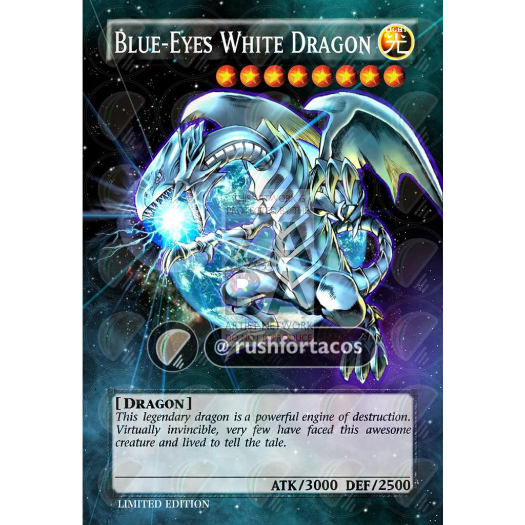 Blue Eyes White Dragon V.2 Full Art Orica - Custom Yu-Gi-Oh! Card Silver Holographic