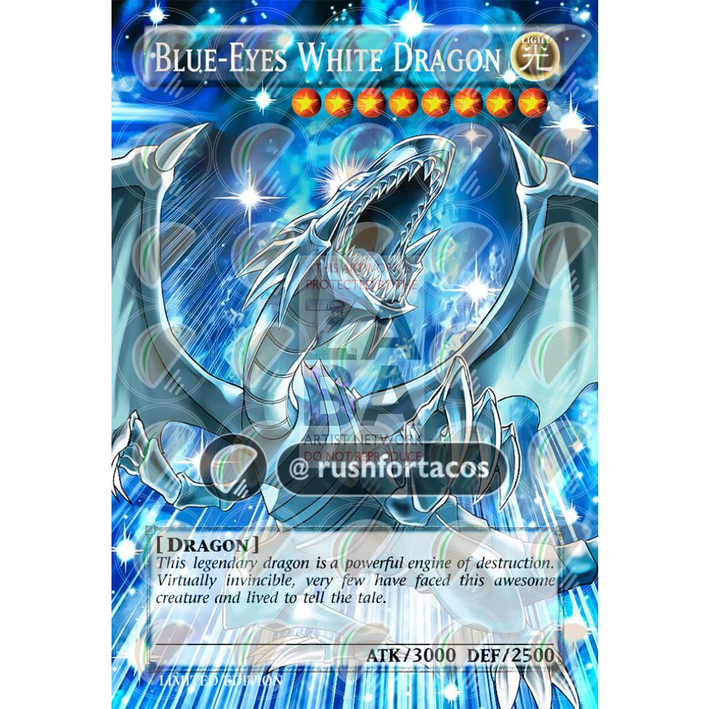 Blue Eyes White Dragon V.3 Full Art Orica - Custom Yu-Gi-Oh! Card Silver Holographic