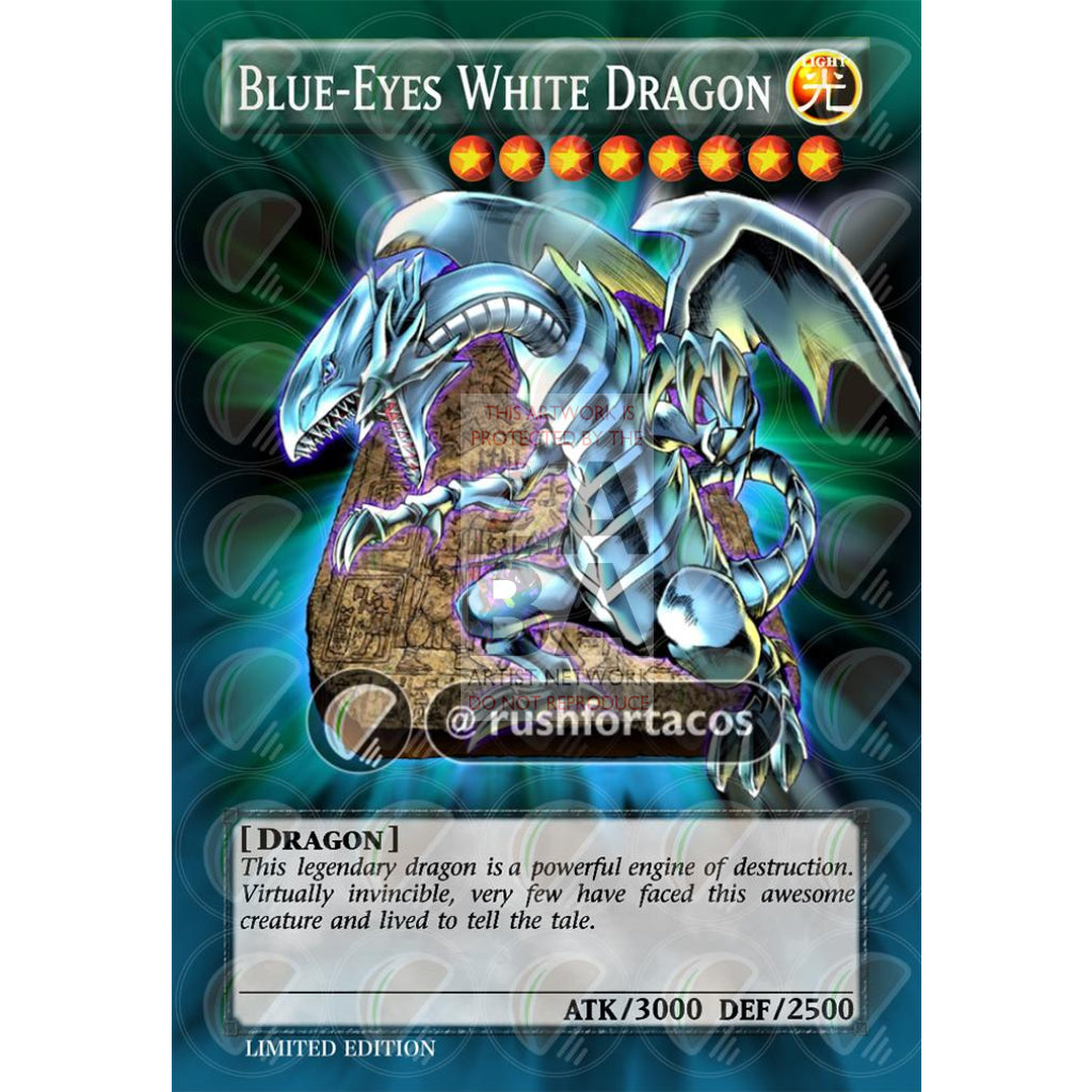 Blue Eyes White Dragon V.4 Full Art Orica - Custom Yu-Gi-Oh! Card Silver Holographic