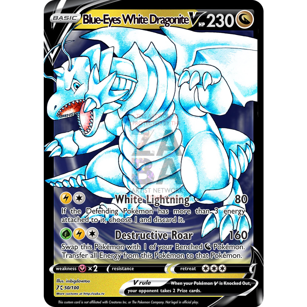Blue - Eyes White Dragonite V Custom Pokemon Card