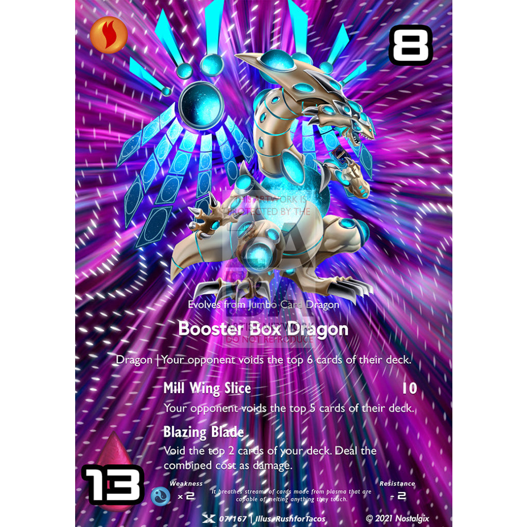 Booster Box Dragon 7/167 Base Set Extended Art Custom Nostalgix Card With Text / Star Holographic