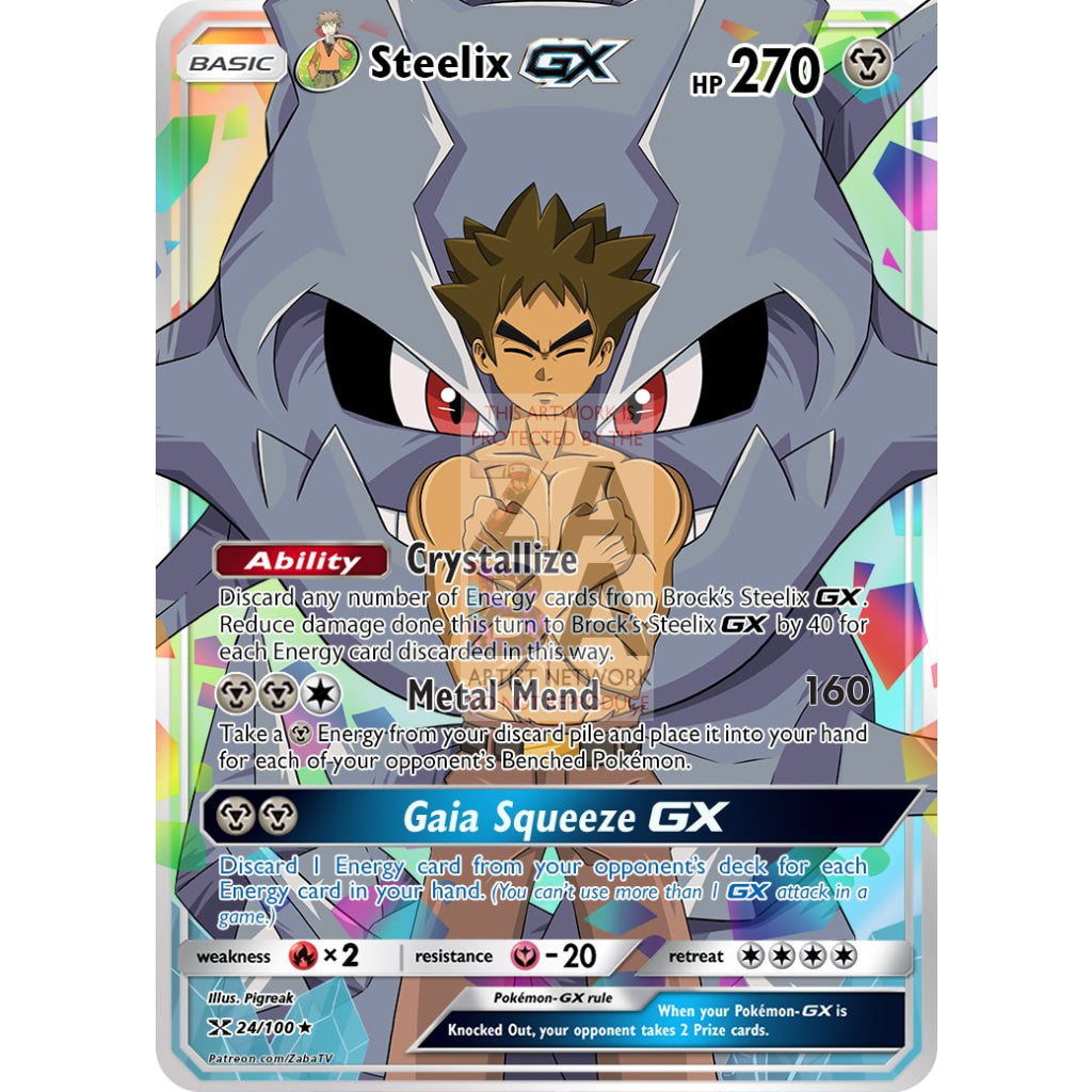 Brock's Steelix Custom Pokemon Card - ZabaTV