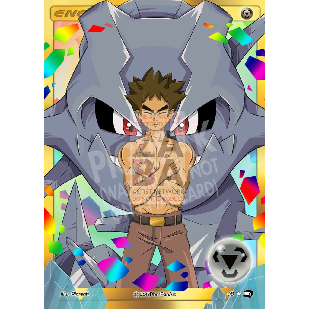 Brocks Steelix Steel Energy Pigreak Custom Pokemon Card