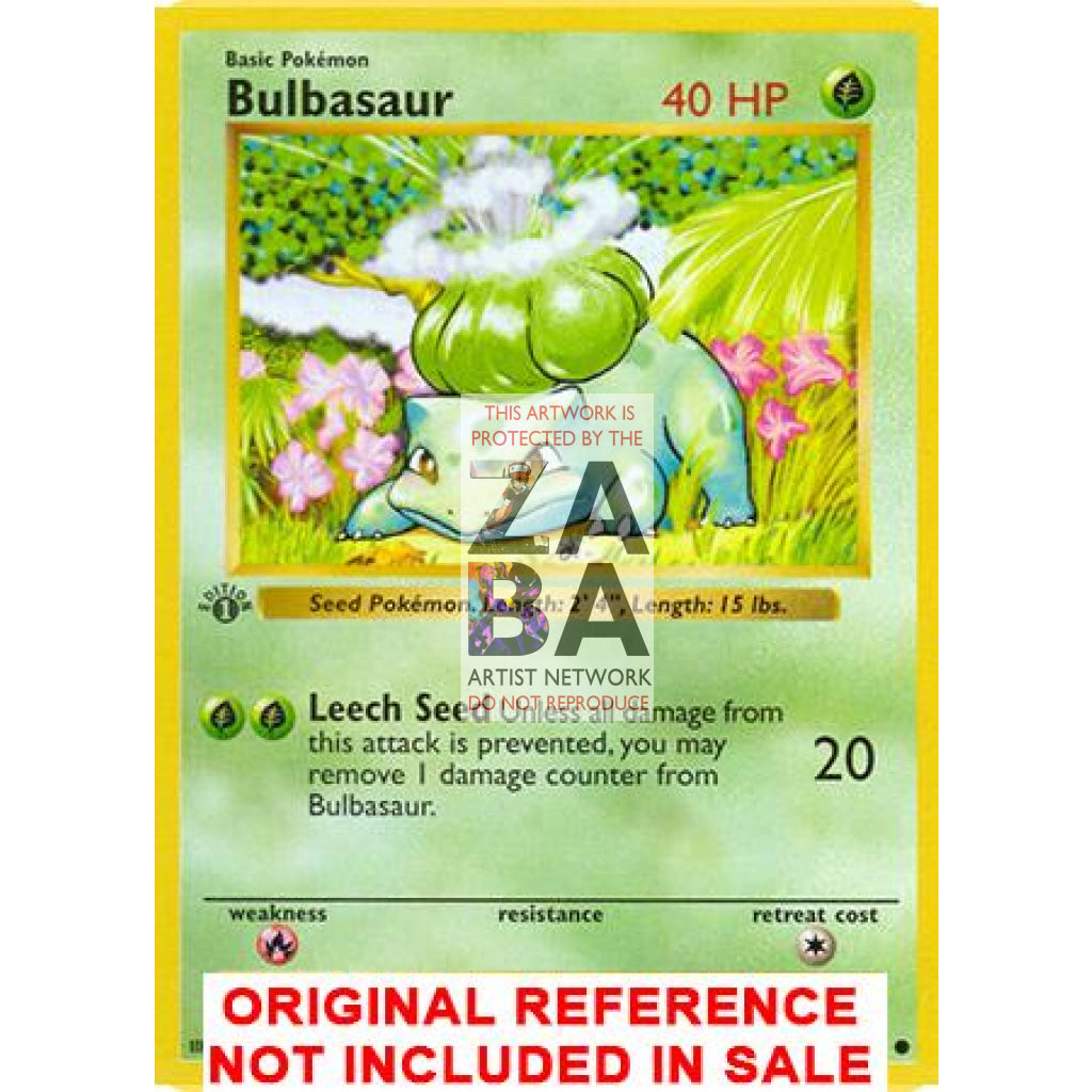 Bulbasaur 44/102 Base Set (+Text) Extended Art Custom Pokemon Card - ZabaTV