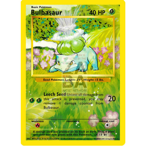 Bulbasaur 44/102 Base Set (+Text) Extended Art Custom Pokemon Card Silver Foil