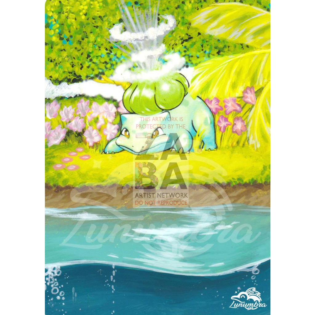 Bulbasaur 44/102 Base Set Version 2 Extended Art Custom Pokemon Card Textless Silver Holographic