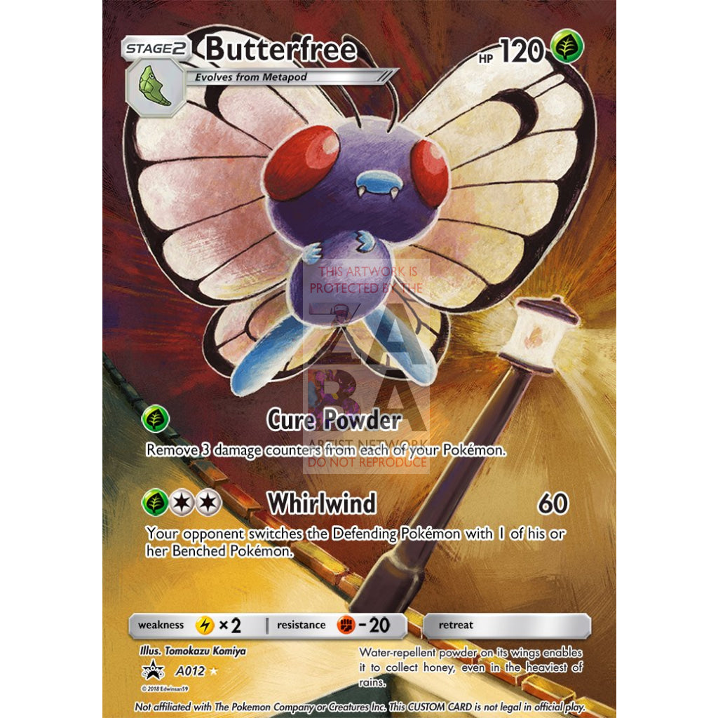 Butterfree 16/123 Heartgold & Soulsilver Extended Art Custom Pokemon Card Silver Foil / Text