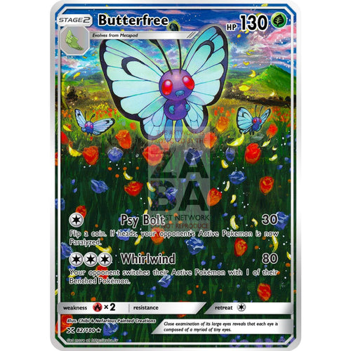 Butterfree 3/149 Sun & Moon Extended Art Custom Pokemon Card Silver Holo