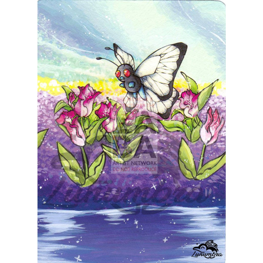 Butterfree 33/64 Jungle Extended Art Custom Pokemon Card Textless Silver Holographic