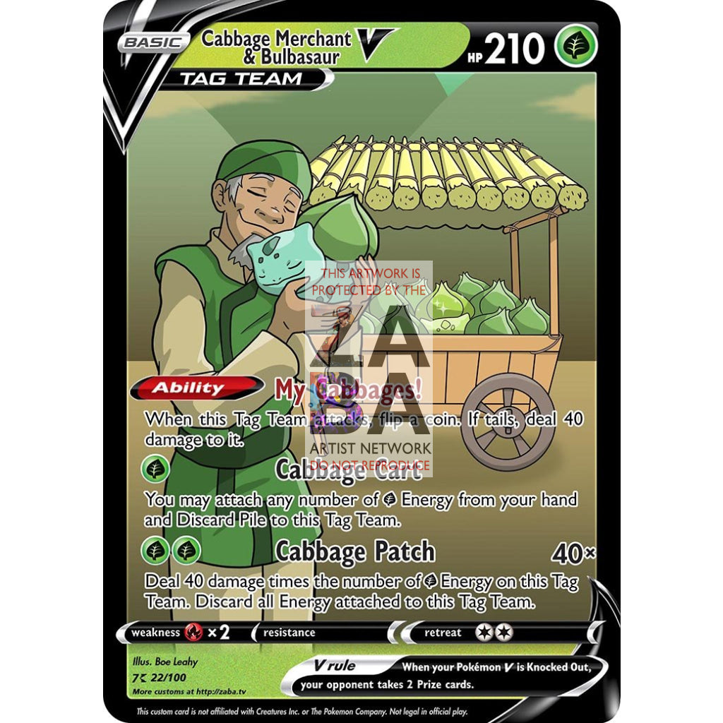 Cabbage Merchant & Bulbasaur V Custom ATLA x Pokemon Card - ZabaTV