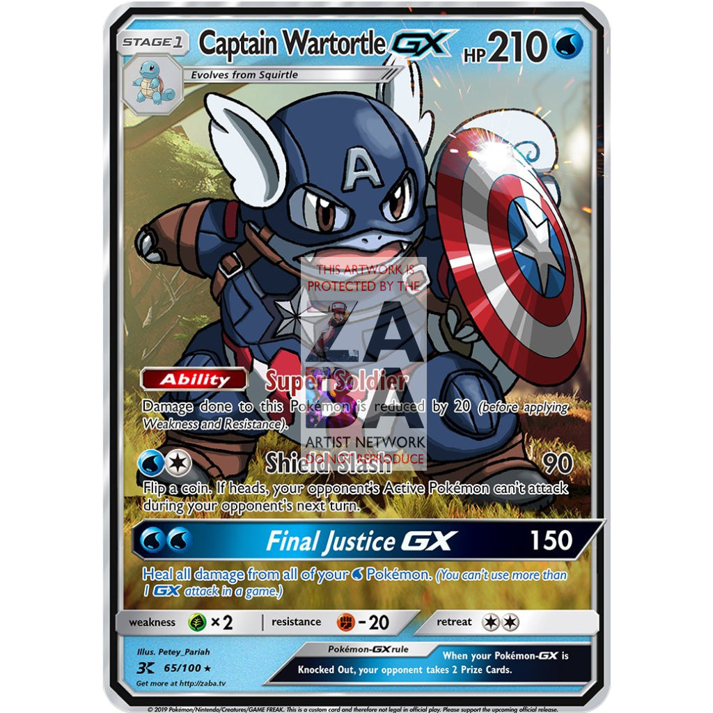 Captain Wartortle GX Custom Pokemon Card - ZabaTV