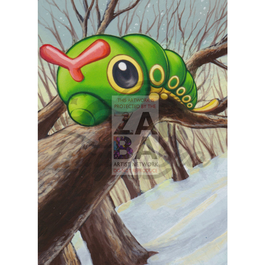 Caterpie 63/106 Diamond & Pearl Great Encounters Extended Art Custom Pokemon Card Textless Silver